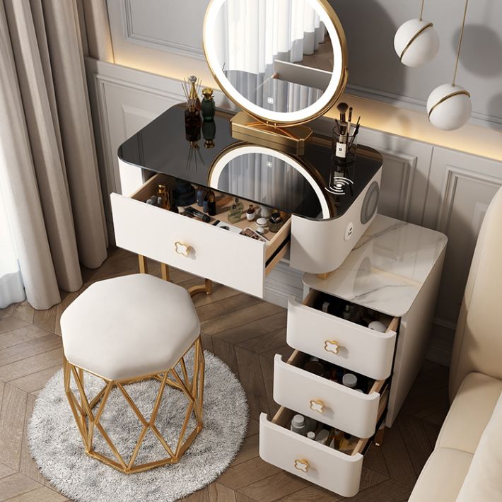 15 "幅のグラムバニティテーブルガラスブラックメイクアップバニティドロワー