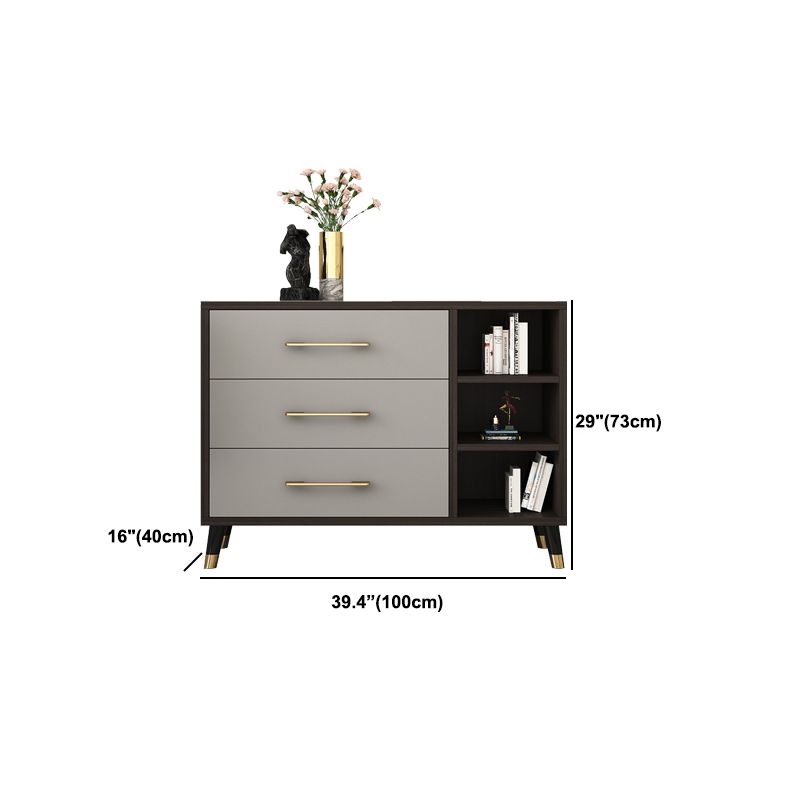 Classic Glam Wood Dresser Gray Soft-Close Lades Opbergkast