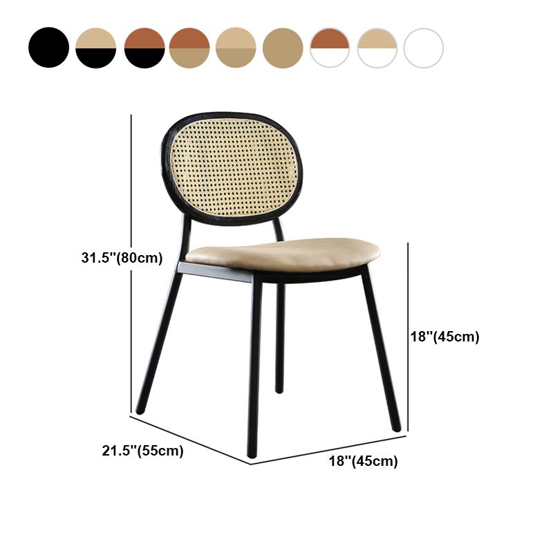Contemporary Cane Back Chair Faux Leather Dining Side Chair for Indoor Clearhalo 'Dining Chairs' 'Dining Tables & Seating' 'dining_chair' 'furn' 'furn_dining_chair' 'Furniture' 'furniture_dining_chair' 'Kitchen & Dining Furniture' 1200x1200_2a820060-779a-4d1e-be07-5ab7de5c6c9f