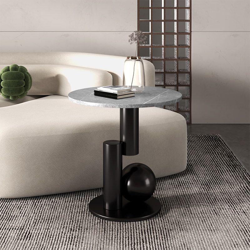 Pedestal contemporáneo de la mesa redonda de la pizarra 21.7 "Mesa al lado del sofá de altura