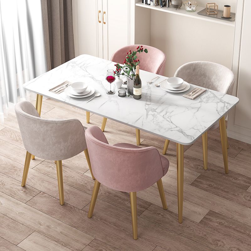 Minimalist Style Rectangular Sintered Stone Dining Set White Standard Dining Set for Kitchen Clearhalo 'Dining Room Sets' 'Dining Tables & Seating' 'dining_room_set' 'furn' 'furn_dining_room_set' 'Furniture' 'furniture_dining_room_set' 'Kitchen & Dining Furniture' 'kitchen&dining_furn' 'kitchen' 1200x1200_2a83c0e6-6e04-49b8-9fe1-cfb1634c0e4e