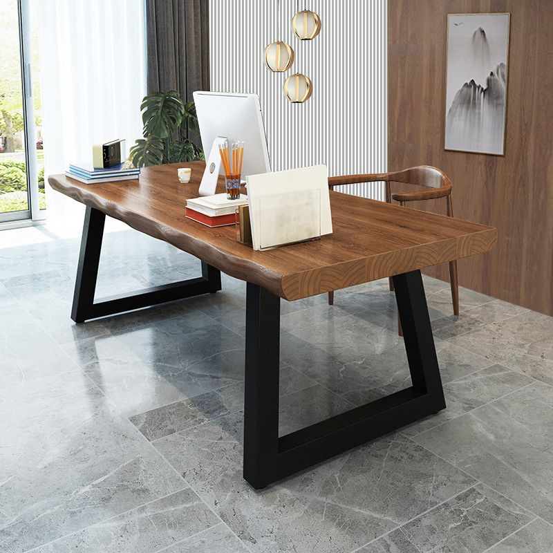 Pine Wood Top Dining Table Industrial Rectangle Table with Sled Base Clearhalo 'Dining Tables & Seating' 'Dining Tables' 'dining_table' 'furn' 'furn_dining_table' 'Furniture' 'Kitchen & Dining Furniture' 1200x1200_2a871504-fb31-40a9-a740-e4ac6fdc347d