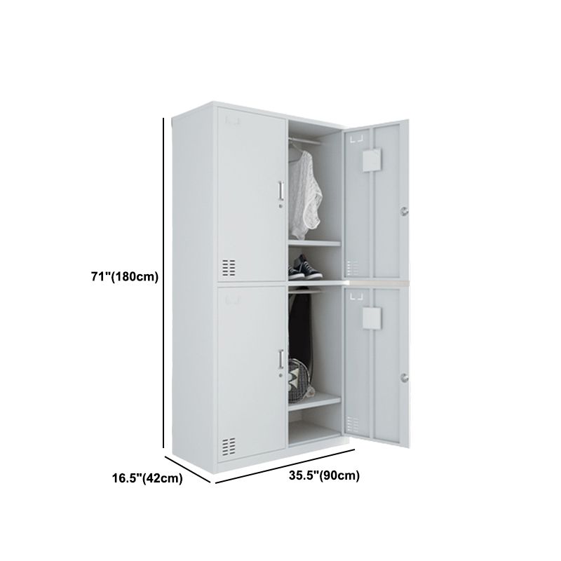 Modern Style Wardrobe Gray Colour Metal Wardrobe Closet with Locks Clearhalo 'Armoires & Wardrobes' 'armoires_wardrobes' 'Bedroom Furniture' 'furn' 'furn_armoires_wardrobes' 'Furniture' 1200x1200_2a873262-e2b1-4dc2-9ef0-b2d0cfbe5274