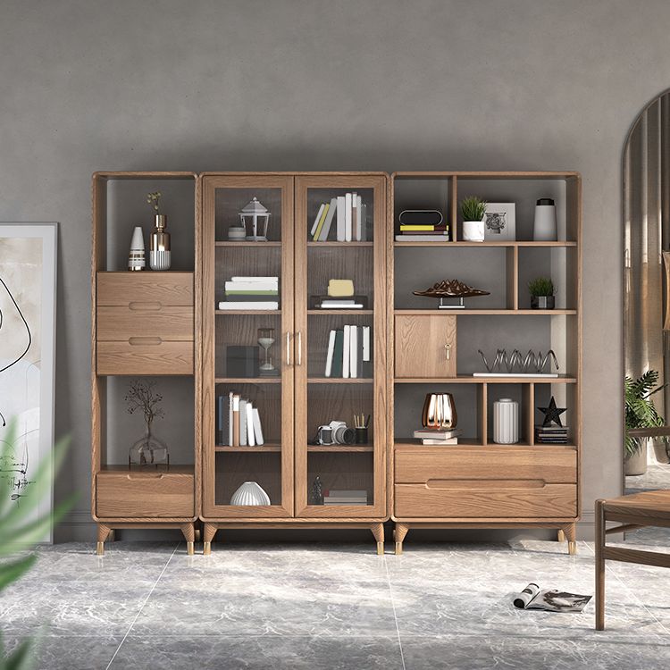 Image de rangement en bois massif de 74 "Tireurs de rangement massif inclus coffre avec étagères