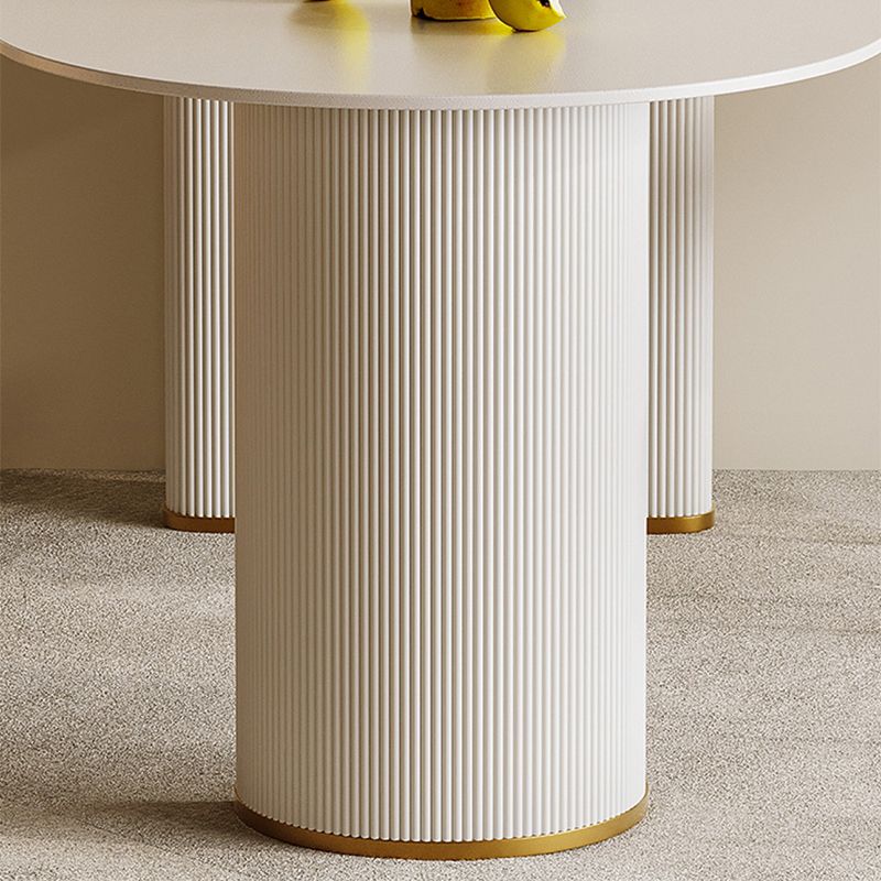 Double Pedestal Dining Table Stone Top Dining Table in White for Kitchen Clearhalo 'Dining Tables & Seating' 'Dining Tables' 'dining_table' 'furn' 'furn_dining_table' 'Furniture' 'Kitchen & Dining Furniture' 1200x1200_2a89792f-ac28-4638-939b-821c30bef914