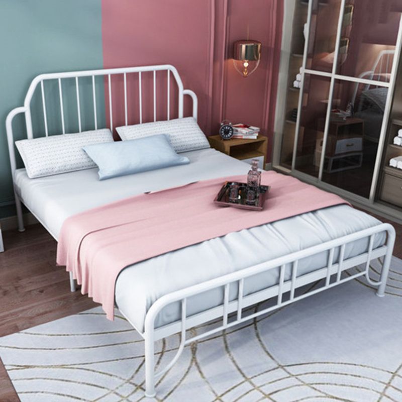 Modern Rectangular Headboard Bed Open-Frame Iron Bed With Metal Legs