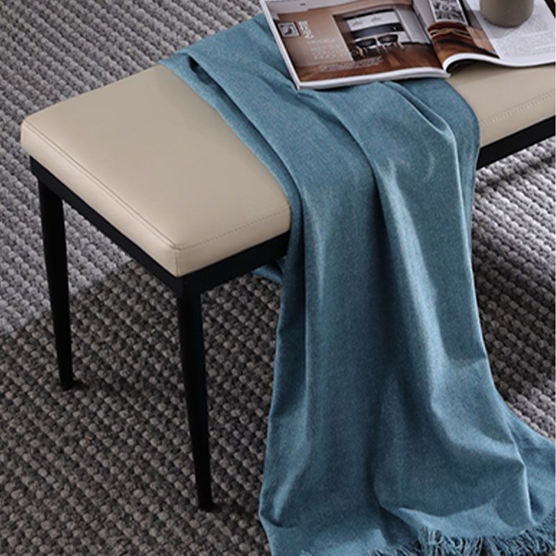 Modern Dining Bench with Black Metal Legs, 18"H Upholstered Seating Bench Clearhalo 'Benches' 'Chairs & Seating' 'furn' 'furn_benches' 'Furniture' 'Living Room Furniture' 1200x1200_2a8ed9dc-885b-4df0-bbac-297736572858