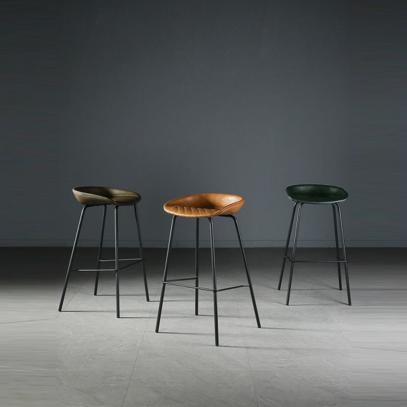 Industrial Matte Finish Leather Barstool Living Room Low Back Stool Clearhalo 'Bar Furniture' 'Bar Stools' 'bar_stools' 'furn' 'furn_bar_stools' 'Furniture' 'furniture_bar_stools' 'Kitchen & Dining Furniture' 1200x1200_2a8f0159-31c0-449b-8828-7e574f78f48a
