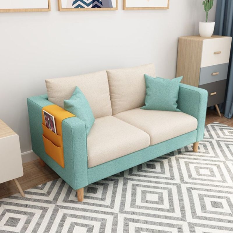 Loose Back Square Arm Sofa 2-Sitzer Stoffkissen Liebesseat mit Lagerung