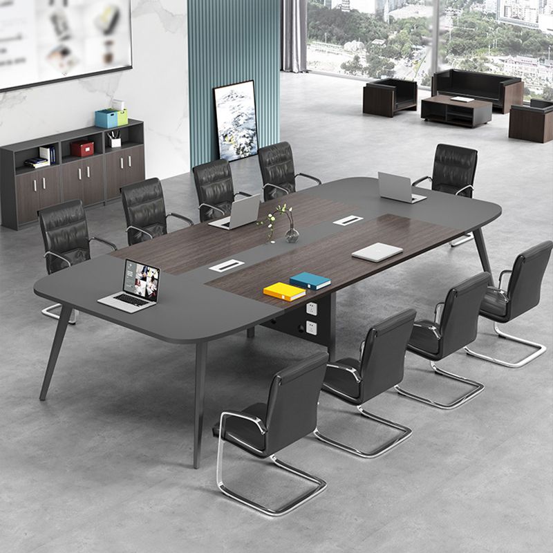 Zwart vervaardigd hout rechthoekig bureau Modern Cable Management Office Desk