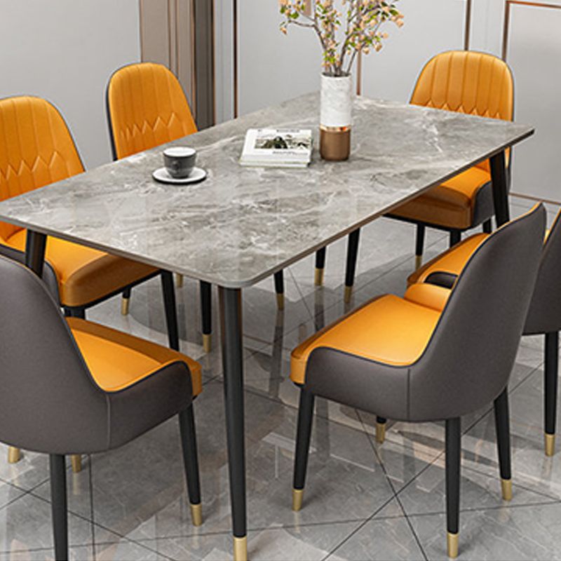 Slate and Metal Table Glam Style Rectangular Dining Table for Home Dining Room Clearhalo 'Dining Tables & Seating' 'Dining Tables' 'dining_table' 'furn' 'furn_dining_table' 'Furniture' 'Kitchen & Dining Furniture' 1200x1200_2a91da97-c731-400d-99b4-218d866f0f3d