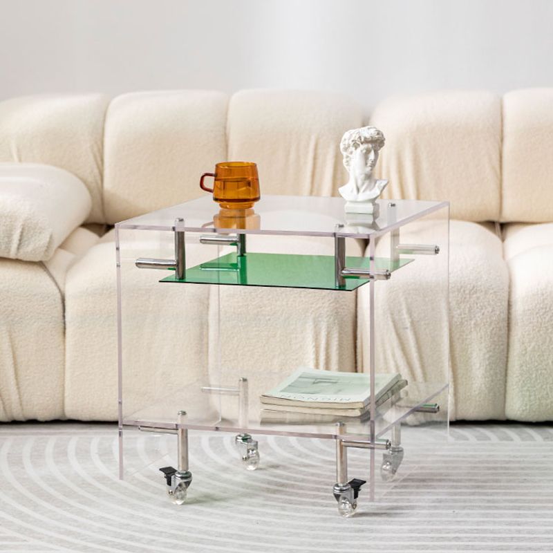 Plastic Rectangular End Table Double Tier Corner Table with Storage Clearhalo 'Coffee & Accent Tables' 'End & Side Tables' 'end_side_tables' 'furn' 'furn_end_side_tables' 'Furniture' 'Living Room Furniture' 1200x1200_2a924e90-43b5-4136-ba21-fcacb419371d
