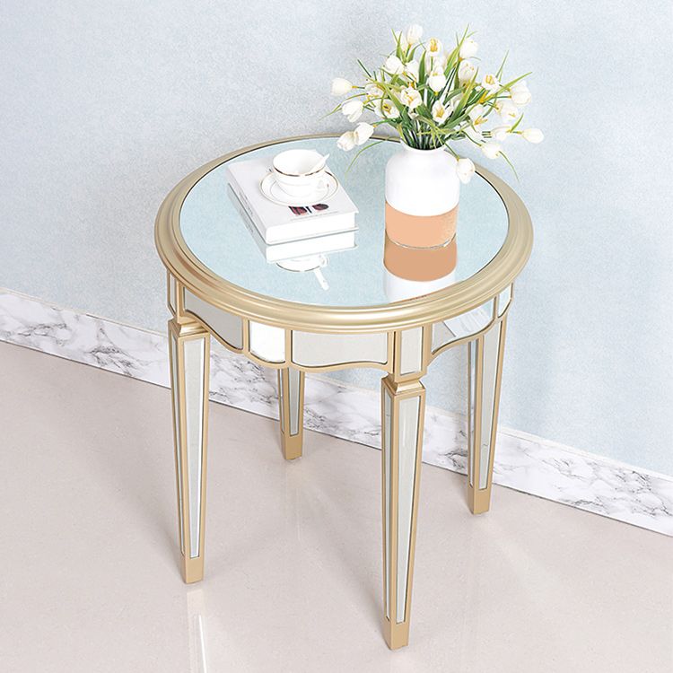 Round Glass Top Side End Table Modernistic Solid Wood 4 Legs End Table Clearhalo 'Coffee & Accent Tables' 'End & Side Tables' 'end_side_tables' 'furn' 'furn_end_side_tables' 'Furniture' 'Living Room Furniture' 1200x1200_2a92e569-6c1d-416f-b5ae-debb45e26700