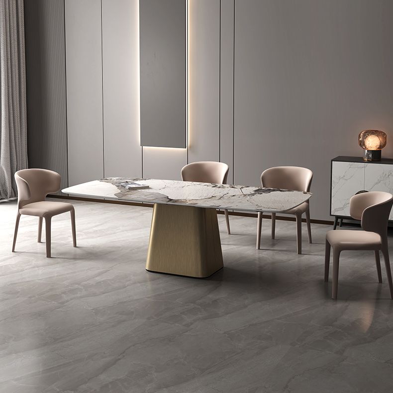 Rectangle Stone Dining Table Modern Dining Table with Pedestal Base Clearhalo 'Dining Tables & Seating' 'Dining Tables' 'dining_table' 'furn' 'furn_dining_table' 'Furniture' 'furniture_dining_table' 'Kitchen & Dining Furniture' 'kitchen' 'kitchen_dining_table' 1200x1200_2a93c3c2-cadb-4b11-b58d-cc2274d7da0f