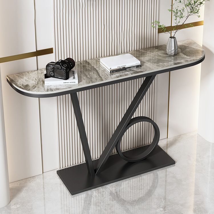 Tavolo da console in pietra mezzi luna 12 "W tavolo accento resistente alla macchia glam per Hall