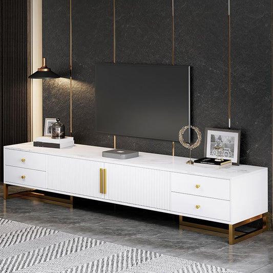 Console moderna di TV in marmo in marmo chiusa con gambe metalliche per soggiorno