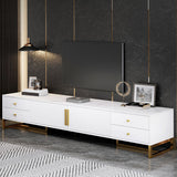 Console moderna di TV in marmo in marmo chiusa con gambe metalliche per soggiorno