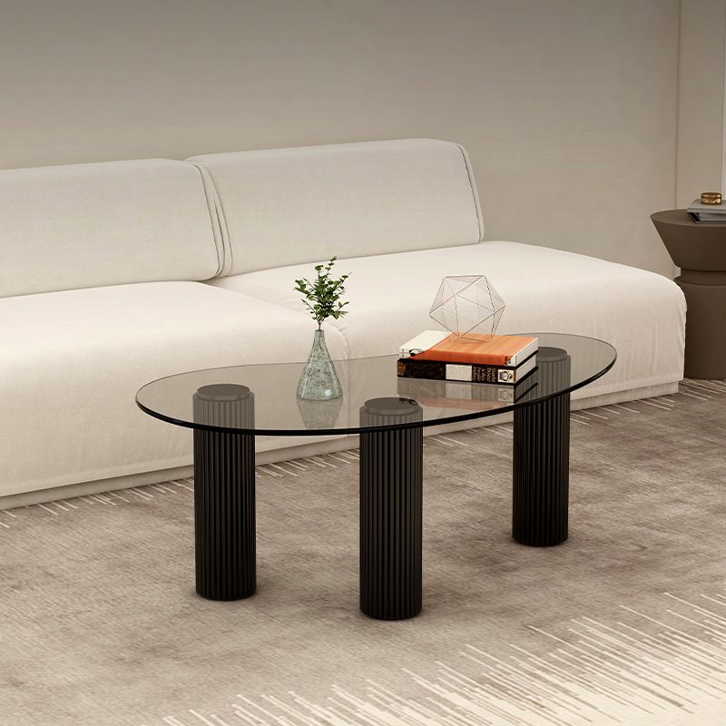 14.9"H 3 Legs Base Solid Color Glass/Slate Irregular Top Coffee Table Clearhalo 'Coffee & Accent Tables' 'Coffee Tables' 'coffee_tables' 'furn' 'furn_coffee_tables' 'Furniture' 'Living Room Furniture' 1200x1200_2a96c167-6429-488e-9a24-39b1e54fbf6f