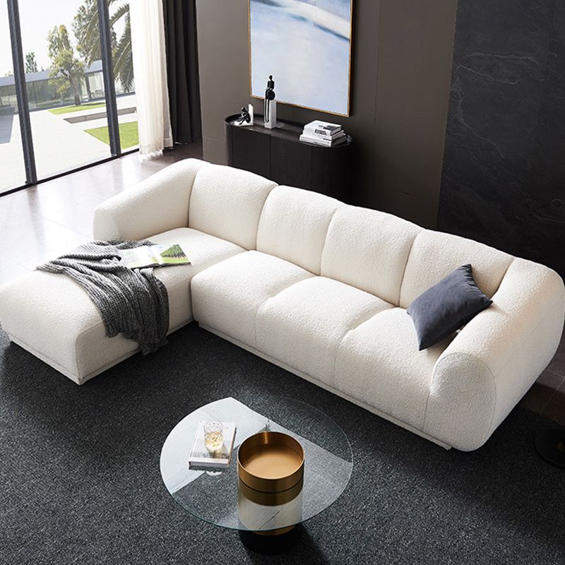 Divano di lana minimalista con chaise in bianco divano in tessuto da 29,1 "H