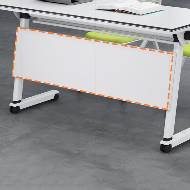 Bureau de bureau en bois contemporain Bureau rectangulaire avec roues lance-roues