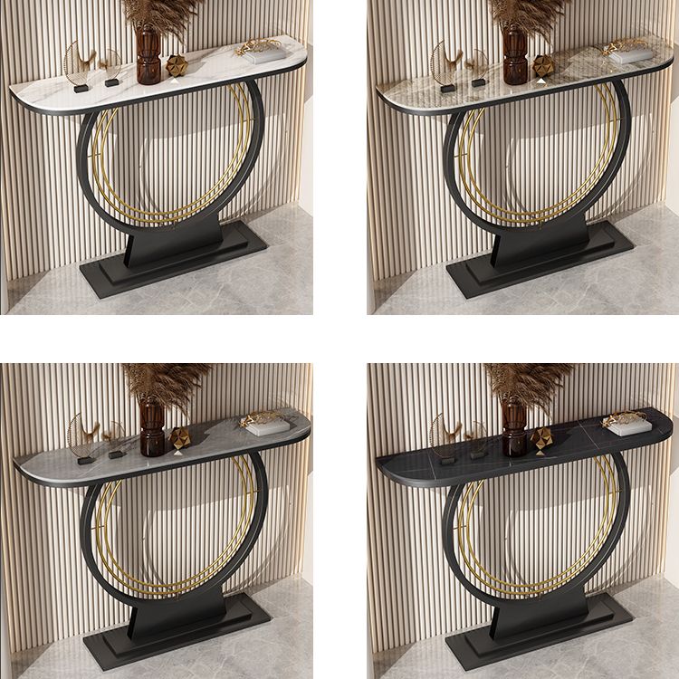 11.8" Wide Stone Console Table Scratch Resistan Console Table Ironcraft Frame Accent Table Clearhalo 'Console Tables' 'console_tables' 'Entry & Mudroom Furniture' 'furn' 'furn_console_tables' 'Furniture' 1200x1200_2a9b0788-3db6-4f02-ae29-d29b68528b01
