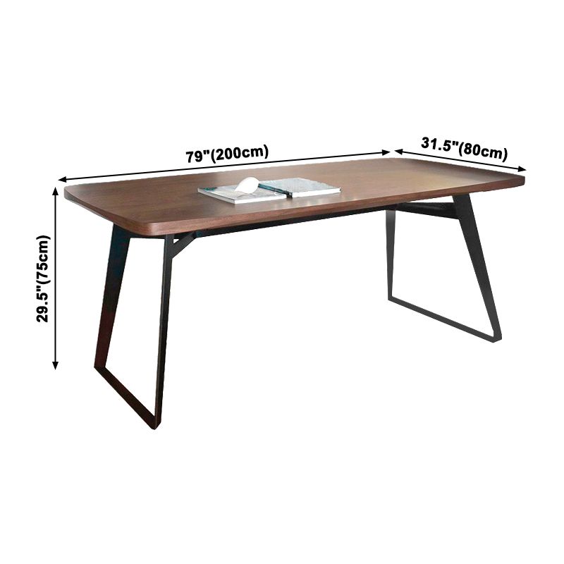 Metal Industrial Rectangle Dining Table Solid Wood Table with Sled Base Clearhalo ' dining_table' 'Dining Tables & Seating' 'Dining Tables' 'furn' 'furn_dining_table' 'Furniture' 'furniture_dining_table' 'Kitchen & Dining Furniture' 'kitchen&dining_furn' 'kitchen' 'kitchen_dining_table' 1200x1200_2a9bd8bc-a1f4-4aeb-9688-a9d38c8927bb
