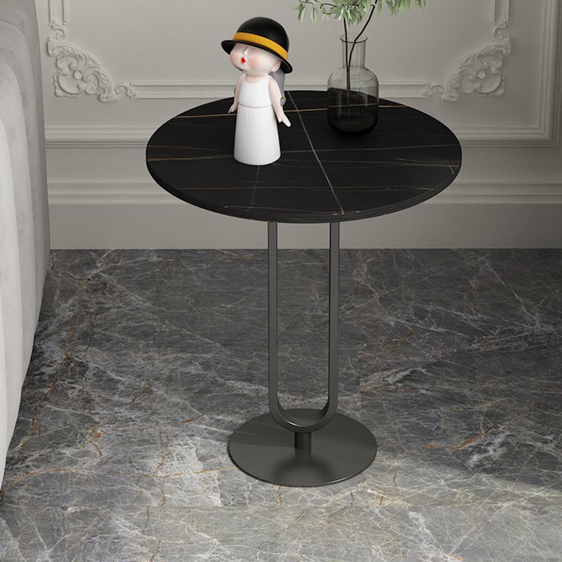 21.6"Tall Round Stone Top End Table Iron Pedestal Sofa Side Table Clearhalo 'Coffee & Accent Tables' 'End & Side Tables' 'end_side_tables' 'furn' 'furn_end_side_tables' 'Furniture' 'Living Room Furniture' 1200x1200_2a9c1239-6cdd-42a0-9a5b-b83b5f05e819