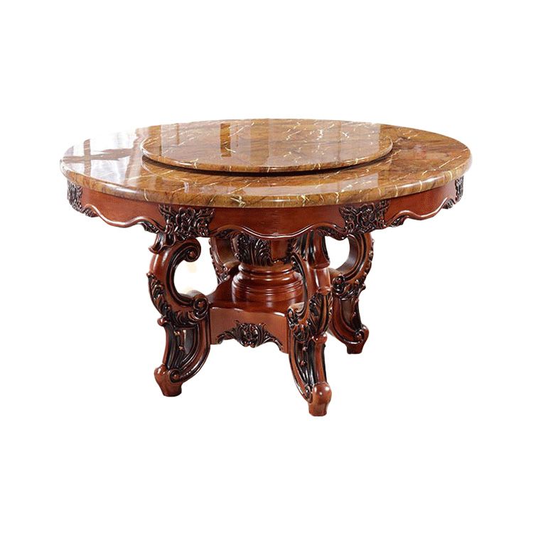 Faux Marble Dining Table Traditional Round Dinette Table with Turntable Clearhalo 'Dining Tables & Seating' 'Dining Tables' 'dining_table' 'furn' 'furn_dining_table' 'Furniture' 'Kitchen & Dining Furniture' 1200x1200_2a9d7319-33d0-47d1-b11c-7245f42e659f