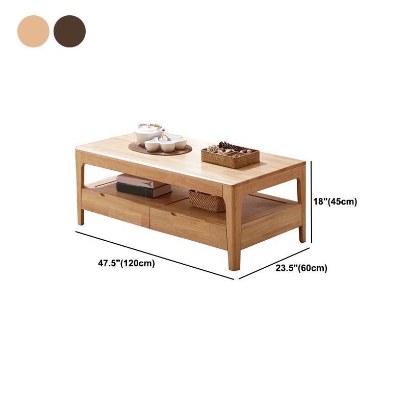 Scandinavian Solid Wood Coffee Table with 4 Legs Coffee Cocktail Table Clearhalo 'Coffee & Accent Tables' 'Coffee Tables' 'coffee_tables' 'furn' 'furn_coffee_tables' 'Furniture' 'Living Room Furniture' 1200x1200_2a9db1d2-ef91-4b8d-88c0-556950cf6a97