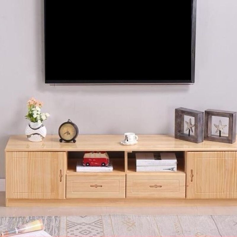 Scandinavian Pine Wood TV Media Stand Natural Wood Media Console with Drawers Clearhalo 'furn' 'furn_tv_stands_entertainment_centers' 'Furniture' 'Living Room Furniture' 'TV Stands & Entertainment Centers' 'TV Stands & Media Storage Furniture' 'tv_stands_entertainment_centers' 1200x1200_2a9f3d4b-c5f8-4e3a-ae21-196536ae2d08