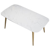 Glam 4 Legs Dining Table Stone Top Table with Metal Base for Dining Room Clearhalo 'Dining Tables & Seating' 'Dining Tables' 'dining_table' 'furn' 'furn_dining_table' 'Furniture' 'Kitchen & Dining Furniture' 1200x1200_2aa13f49-1c4c-4775-968d-16cb5ffd6289