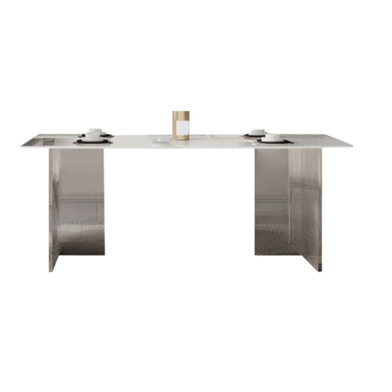 Tavolo da pranzo in pietra sinterizzata Tavolo da pranzo rettangolare con base in acrilico per sala da pranzo