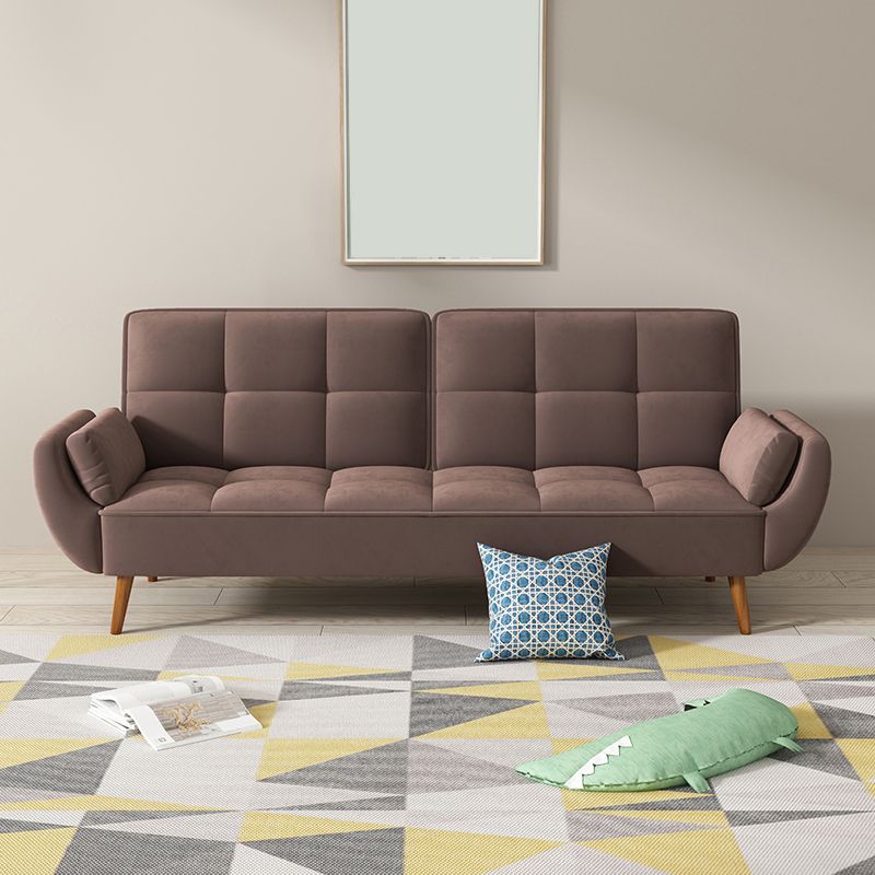 Contemporary Faux Leather and Velvet Reclining Convertible Settee Couch Clearhalo 'furn' 'furn_sofas' 'Furniture' 'Living Room Furniture' 'Sofa' 'sofas' 1200x1200_2aa28249-15ed-4703-b4b7-9a5ff373bd01