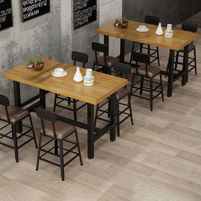 Rectangle Pine Wood Top Bar Table Industrial Bar Table with Trestle Base in Black Clearhalo 'Bar Furniture' 'Bar Tables' 'bar_tables' 'furn' 'furn_bar_tables' 'Furniture' 'Kitchen & Dining Furniture' 1200x1200_2aa2d303-8278-44f1-bb50-fe98a11d584b