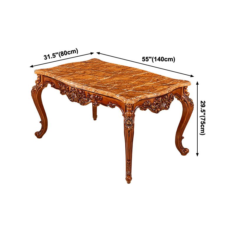 Rectangle Victorian Style Dining Table Brown Tone Fixed Table with Marble Clearhalo ' dining_table' 'Dining Tables & Seating' 'Dining Tables' 'furn' 'furn_dining_table' 'Furniture' 'furniture_dining_table' 'Kitchen & Dining Furniture' 'kitchen&dining_furn' 'kitchen' 'kitchen_dining_table' 1200x1200_2aa73711-6e3a-4d4b-b2a7-cc34fa217a14