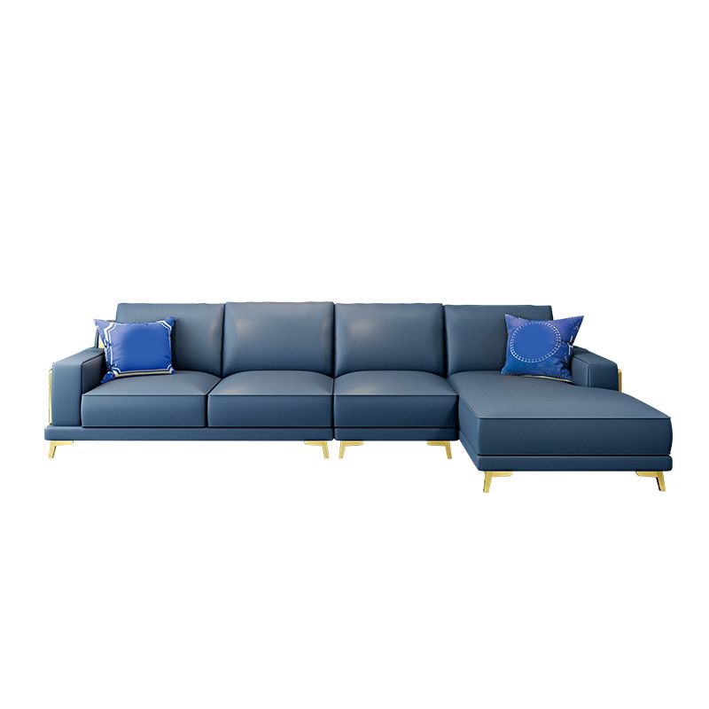 Modern Genuine Leather Sectional Square Arm Sofa with Removable Cushions Clearhalo 'furn' 'furn_sectionals' 'Furniture' 'furniture_sectionals' 'Living Room Furniture' 'Sectionals' 1200x1200_2aa7a5b7-785f-4eec-adaf-435f16e026f2