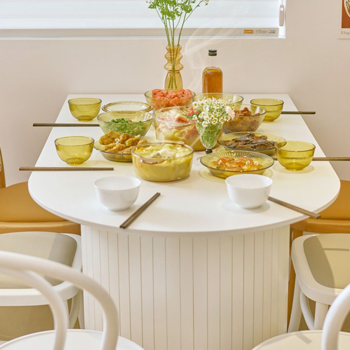 Sintered Stone and Ash Wood White Table Modern Dining Table with Double Pedestal Clearhalo 'Dining Tables & Seating' 'Dining Tables' 'dining_table' 'furn' 'furn_dining_table' 'Furniture' 'furniture_dining_table' 'Kitchen & Dining Furniture' 'kitchen' 'kitchen_dining_table' 1200x1200_2aa7a84d-752f-4eb8-a7ae-57178368346b