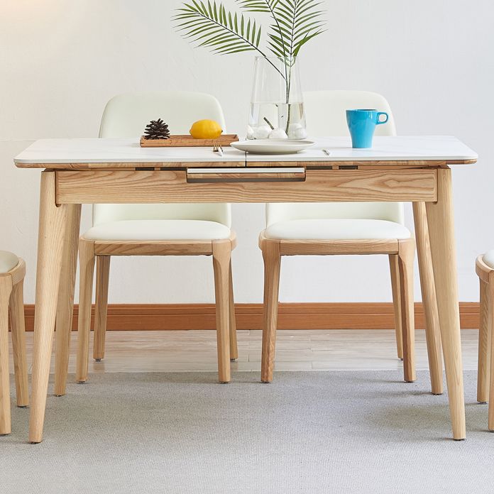 Rectangle Extendable Stone Dining Site Table Traditional Luxury Dinette Table with 4-foot Clearhalo ' dining_table' 'Dining Tables & Seating' 'Dining Tables' 'furn' 'furn_dining_table' 'Furniture' 'furniture_dining_table' 'Kitchen & Dining Furniture' 'kitchen&dining_furn' 'kitchen' 'kitchen_dining_table' 1200x1200_2aab8610-029b-44b8-9a61-845aa42478e9