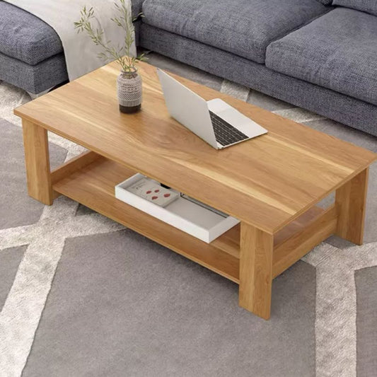 Contemporary 4 Legs Wood with Storage Shelf Rectangular Single Coffee Table