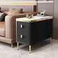 23,6 "hoher moderner Seitentisch Holz 4 Beine rechteckige Faux Marmor Top End Table