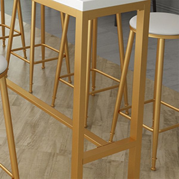 Glam Rectangle Indoor Pub Bar Table Gold Iron Bar Dining Table with Trestle Pedestal Clearhalo 'Bar Furniture' 'Bar Tables' 'bar_tables' 'furn' 'furn_bar_tables' 'Furniture' 'furniture_bar_tables' 'Kitchen & Dining Furniture' 'kitchen&dining_furn' 'kitchen' 1200x1200_2aaf5b44-4cf0-4283-90ca-0f7cec80b4f5