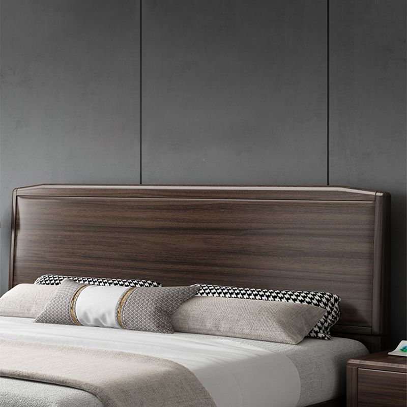 Midden-eeuws houten walnoot bedframe 85-in-d d paneel bedframe in bruin