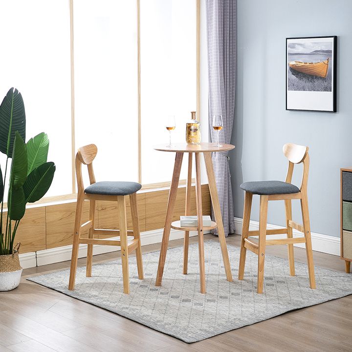 Scandinavian Oak Wood Home Stool Matte Finish Upholstered Bar Stools Clearhalo 'Bar Furniture' 'Bar Stools' 'bar_stools' 'furn' 'furn_bar_stools' 'Furniture' 'furniture_bar_stools' 'Kitchen & Dining Furniture' 1200x1200_2ab49f36-204c-4e47-bdbd-1ffd5b27cfe1
