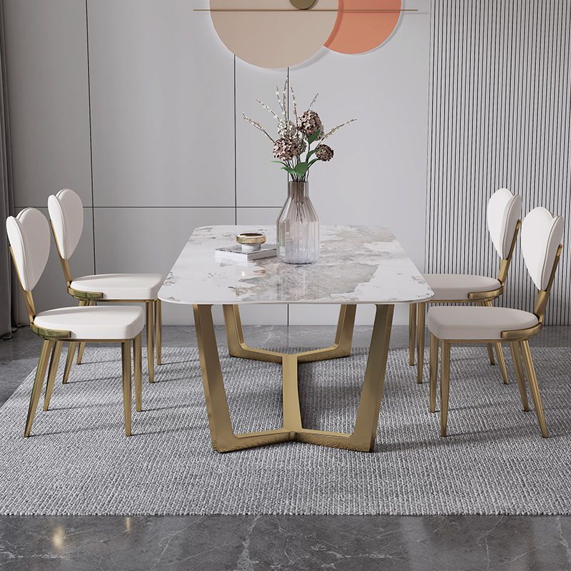 Faux Leather Kitchen Dining Chairs Glam Side Chairs with Metal Base Clearhalo 'Dining Chairs' 'Dining Tables & Seating' 'dining_chair' 'furn' 'furn_dining_chair' 'Furniture' 'Kitchen & Dining Furniture' 1200x1200_2ab64443-f12a-435c-a35e-848dd874df13