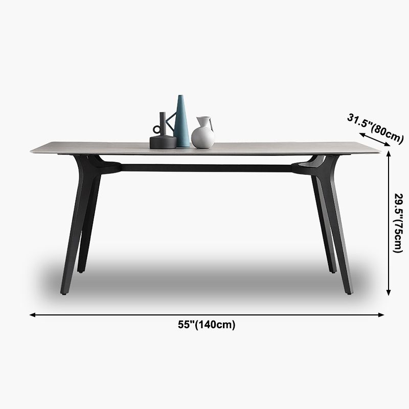 Industrial Style Sintered Stone Dining Table Metallic Base Rectangle Table for Home Clearhalo ' dining_table' 'Dining Tables & Seating' 'Dining Tables' 'Furniture' 'furniture_dining_table' 'Kitchen & Dining Furniture' 'kitchen&dining_furn' 'kitchen' 'kitchen_dining_table' 1200x1200_2ab76b42-085f-4054-971c-a8d3584aebdb