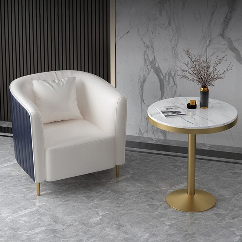 Pillow Back Arms Included Chair Gold Four Legs Barrel Accent Chair