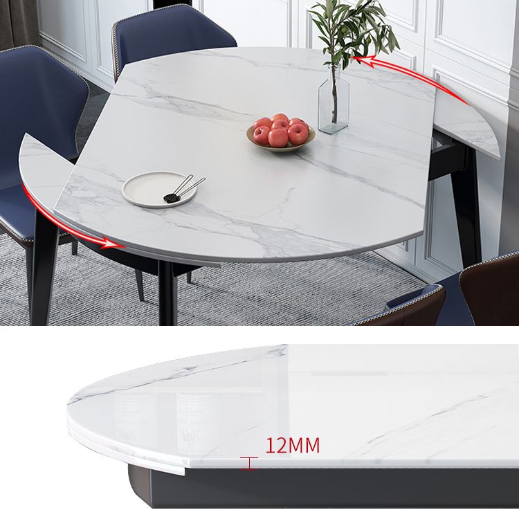 Minimalist White Sintered Stone Table Round Shape Standard Dining Table with 4 Legs Base Clearhalo ' dining_table' 'Dining Tables & Seating' 'Dining Tables' 'furn' 'furn_dining_table' 'Furniture' 'furniture_dining_table' 'Kitchen & Dining Furniture' 'kitchen&dining_furn' 'kitchen' 'kitchen_dining_table' 1200x1200_2abae23c-feec-489e-80fe-93d1c511edbf