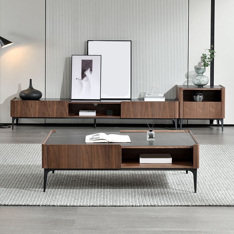 Rectangular Slate Top Coffee Table 4 Legs Cocktail Table with Storage Clearhalo 'Coffee & Accent Tables' 'Coffee Tables' 'coffee_tables' 'furn' 'furn_coffee_tables' 'Furniture' 'Living Room Furniture' 1200x1200_2abaf6fc-2711-4193-b69f-08a8ebb87eb3