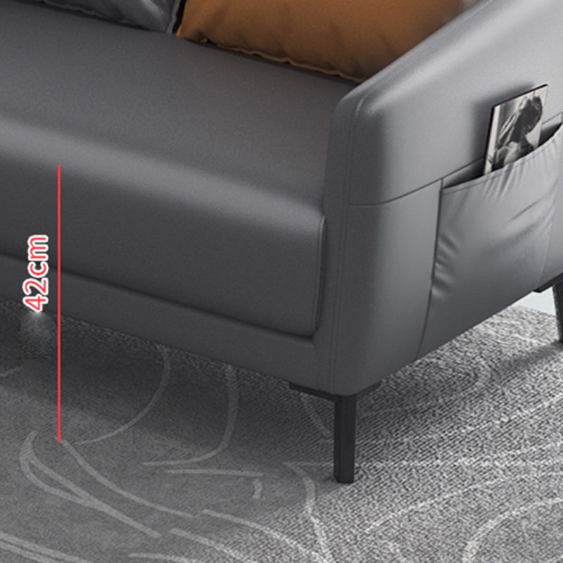 Canapé moderne à 3 places moderne du milieu du siècle canapé de bras carré en cuir avec rangement