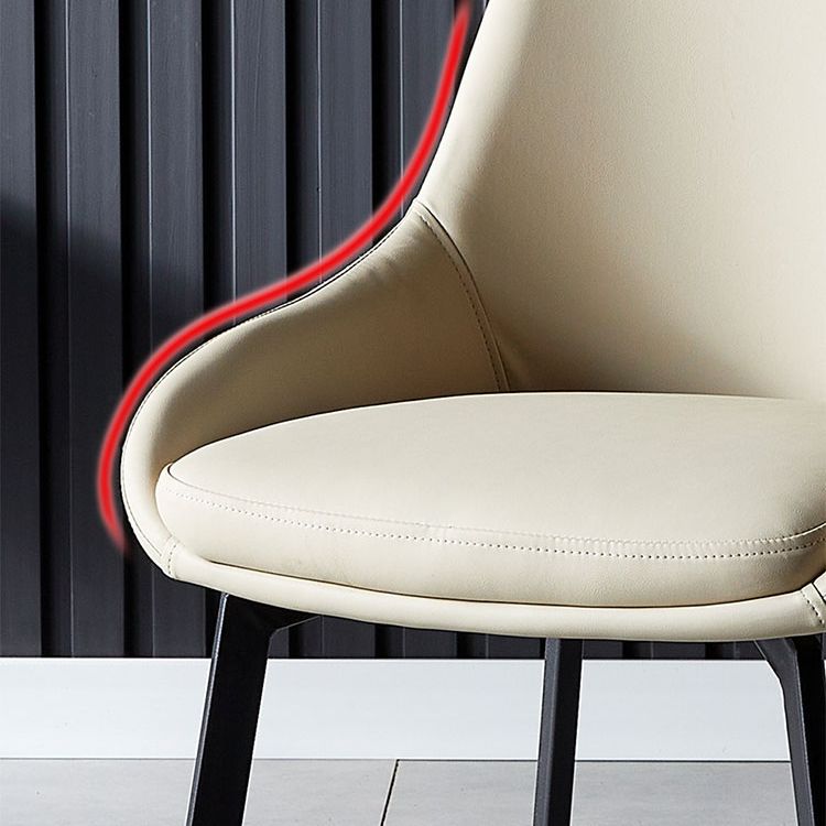 Modern Faux Leather Dining Chair Parsons Arm Chair with Black Legs